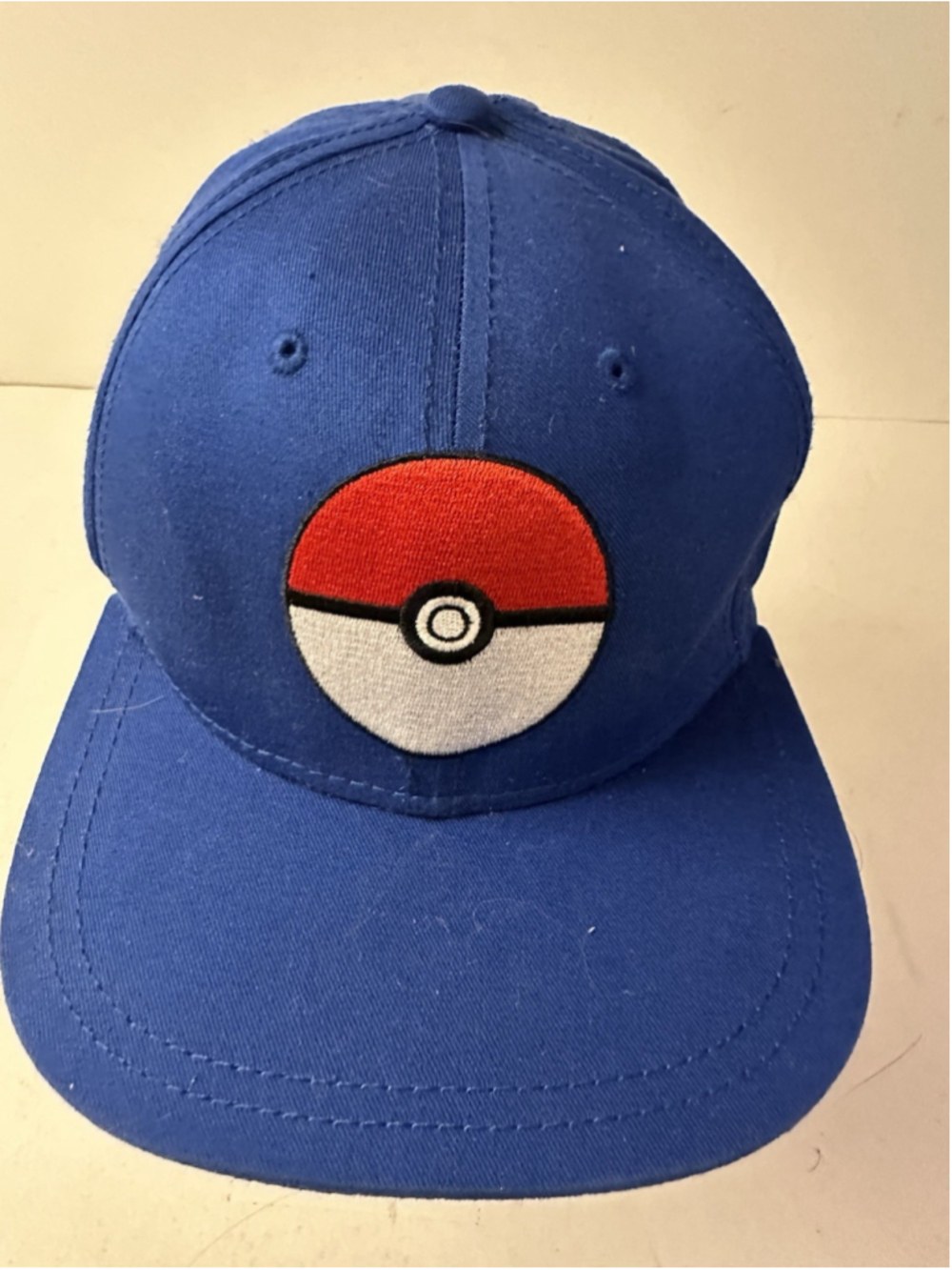 Pokemon Pokeball Flat Brim Snapback Hat Cap Blue Royal Official Nintendo Anime